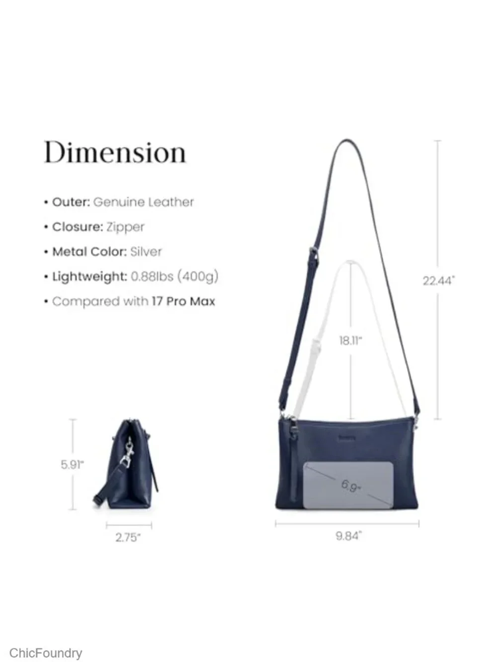 Genuine Leather Crossbody Bag with RFID Protection, Small Shoulder Purse